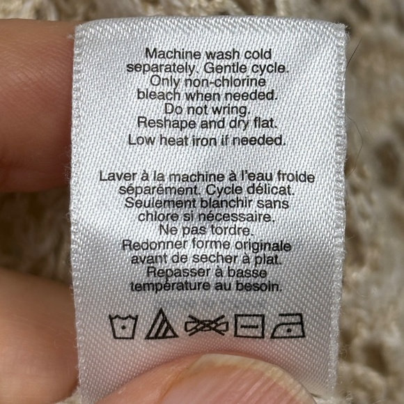 Coldwater Creek Open Knit Cardigan Sweater Sz M Beachy Boho Long Sleeve Beige - Picture 5 of 10